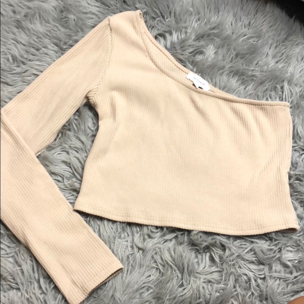 Tan One shoulder top size medium